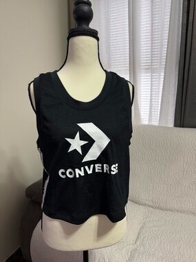 Converse Black and White Logo Crop Tank